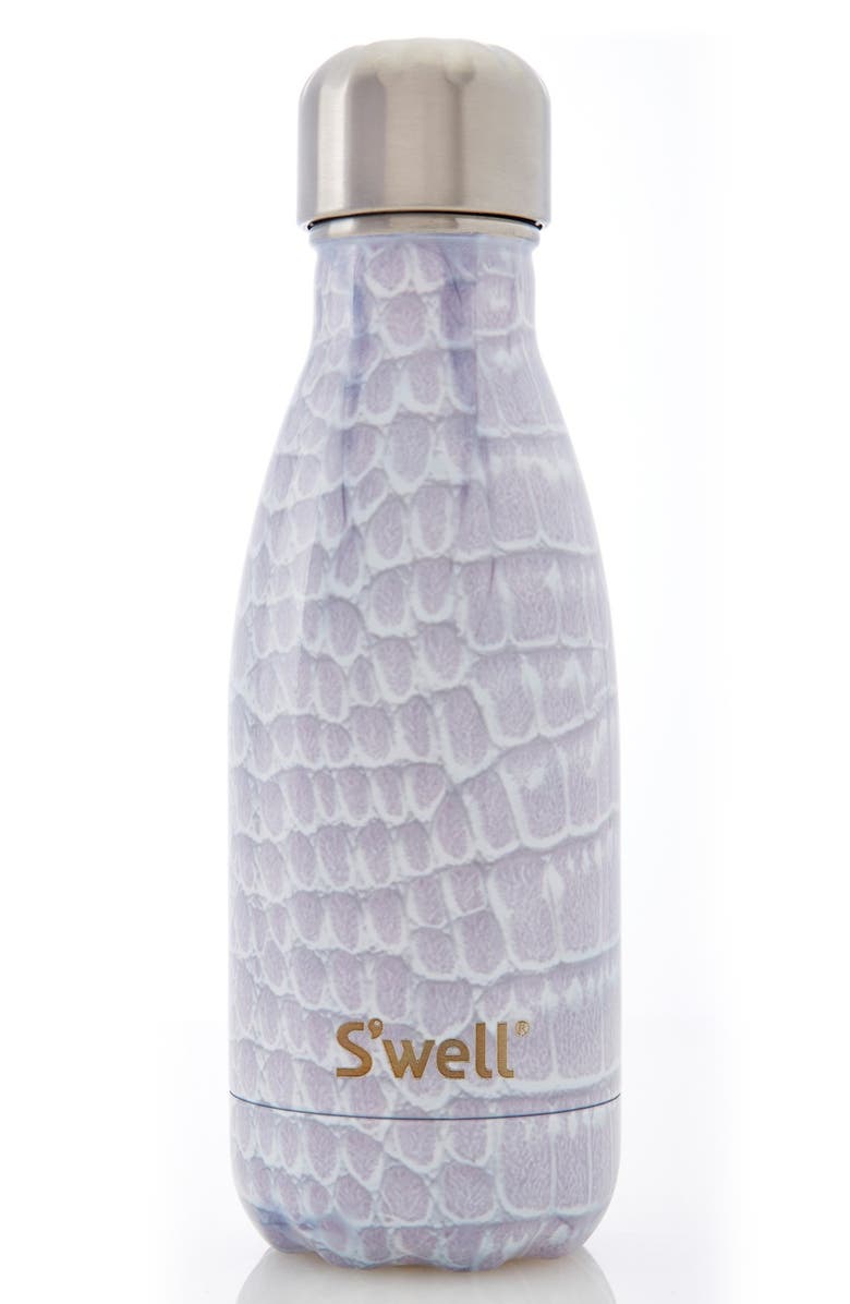 S'well 'Blanc Crocodile' Stainless Steel Water Bottle, Alternate, color, 