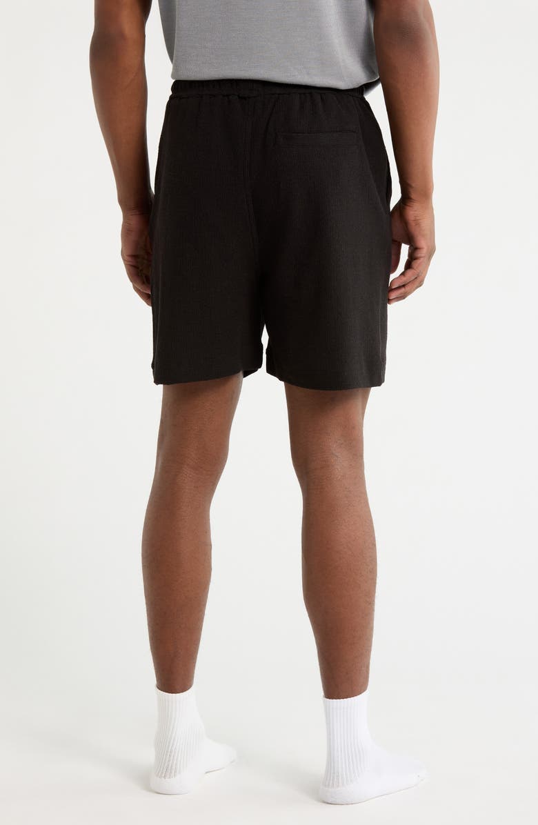 DENIM AND FLOWER Textured Cotton Blend Drawstring Shorts, Alternate, color, Black