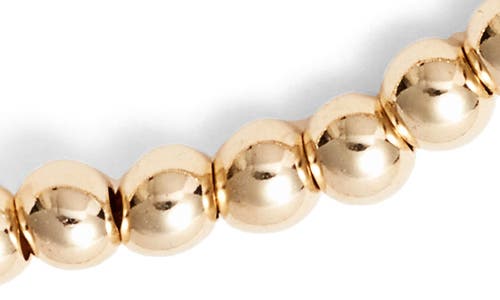 Nashelle Mother-of-pearl Heart Charm Beaded Stretch Bracelet In Gold Fill