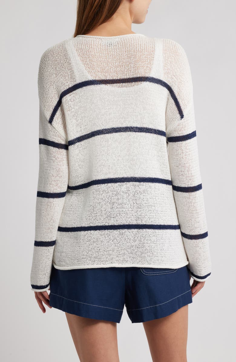 Rails Evangeline Stripe Cotton
Linen Blend Sweater, Alternate, color, White/ Navy Stripe