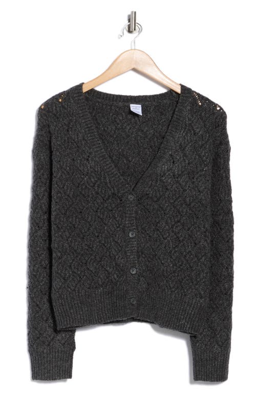 Melrose And Market Pointelle Sweater Cardigan In Gray