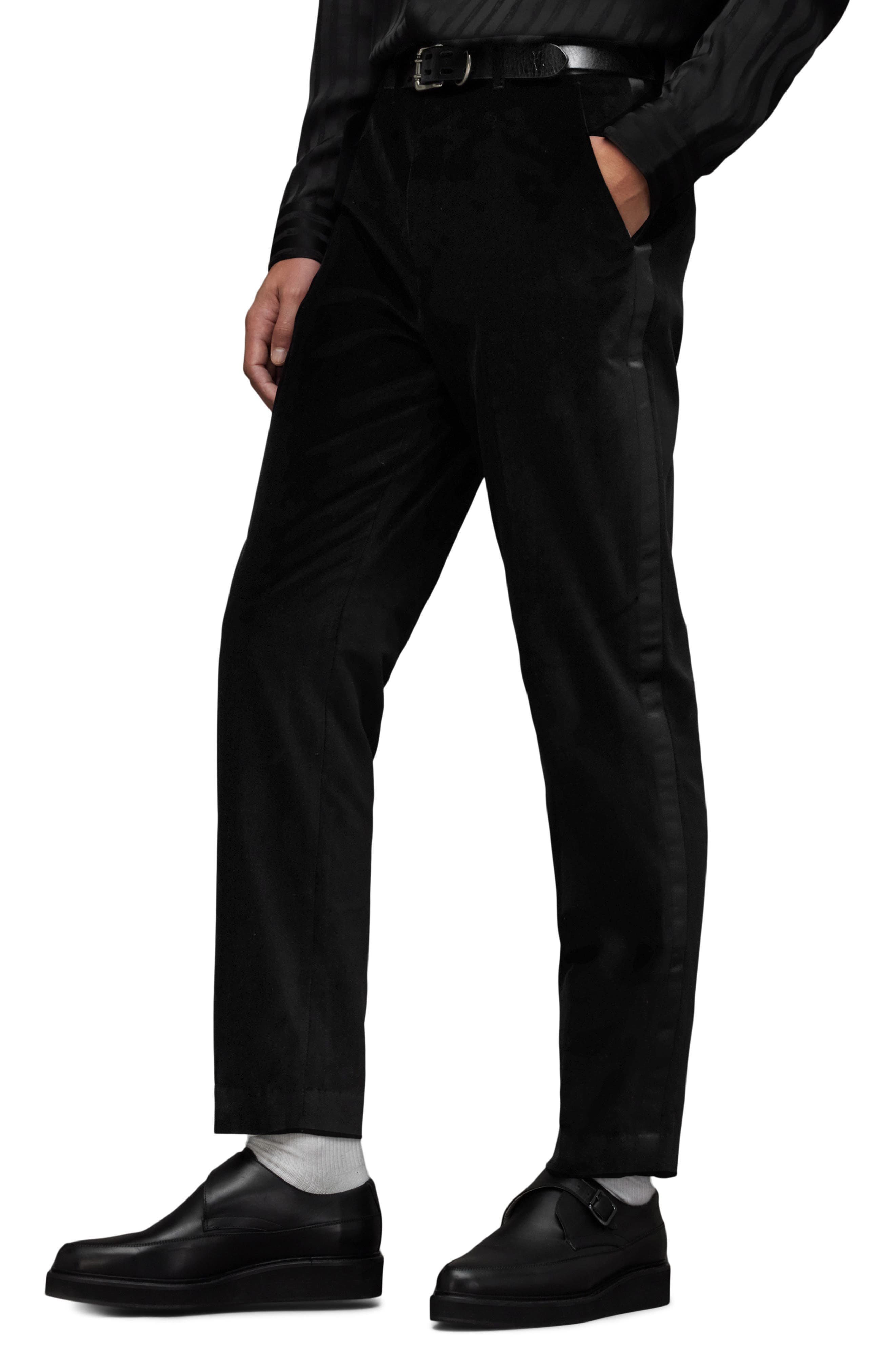 AllSaints Lyra Tuxedo Stripe Velveteen Pants (Men) | Nordstromrack
