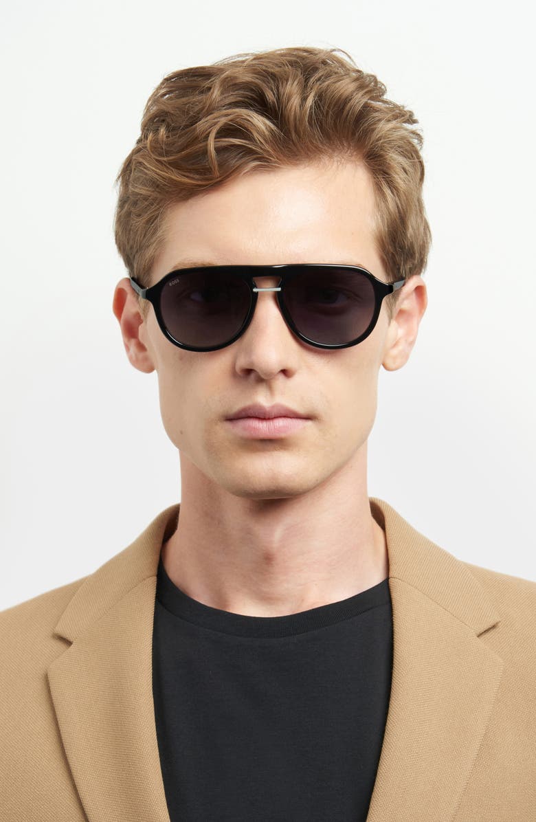 BOSS 54mm Gradient Pilot Sunglasses, Alternate, color, Black
