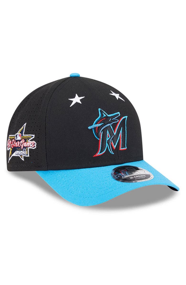 New Era Men's New Era Black/Blue  Miami Marlins 2025 MLB All-Star Game 9FORTY M-Crown Adjustable Hat, Main, color, 