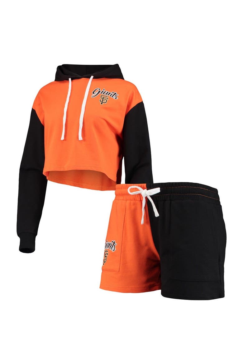 Women's FOCO Orange/Black San Francisco Giants Color-Block Pullover Hoodie & Shorts Lounge Set, Main, color, Orange