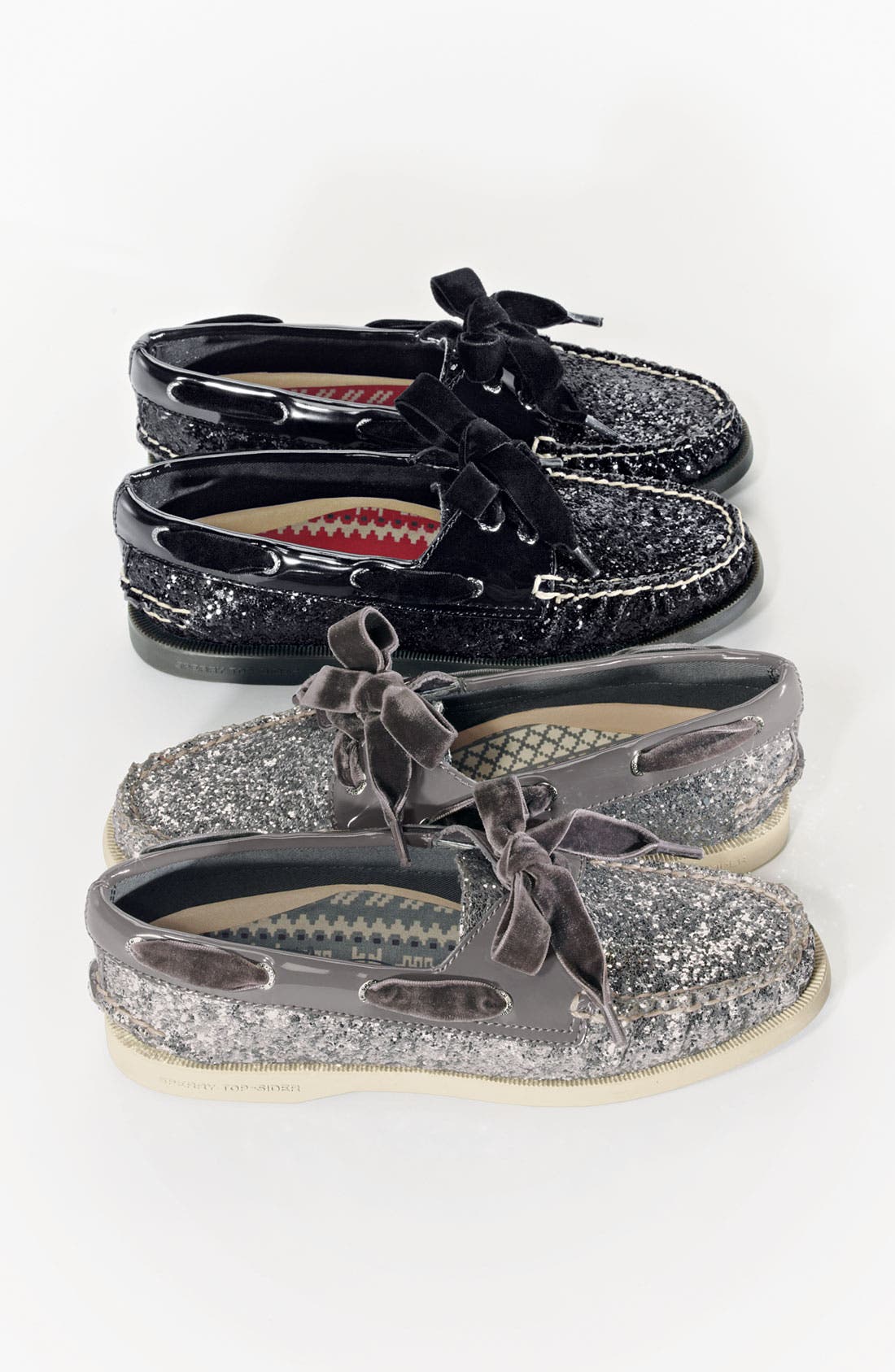 Sperry Top-Sider® 'Authentic Original Glitter' Boat Shoe, Alternate, color, BLACK GLITTER
