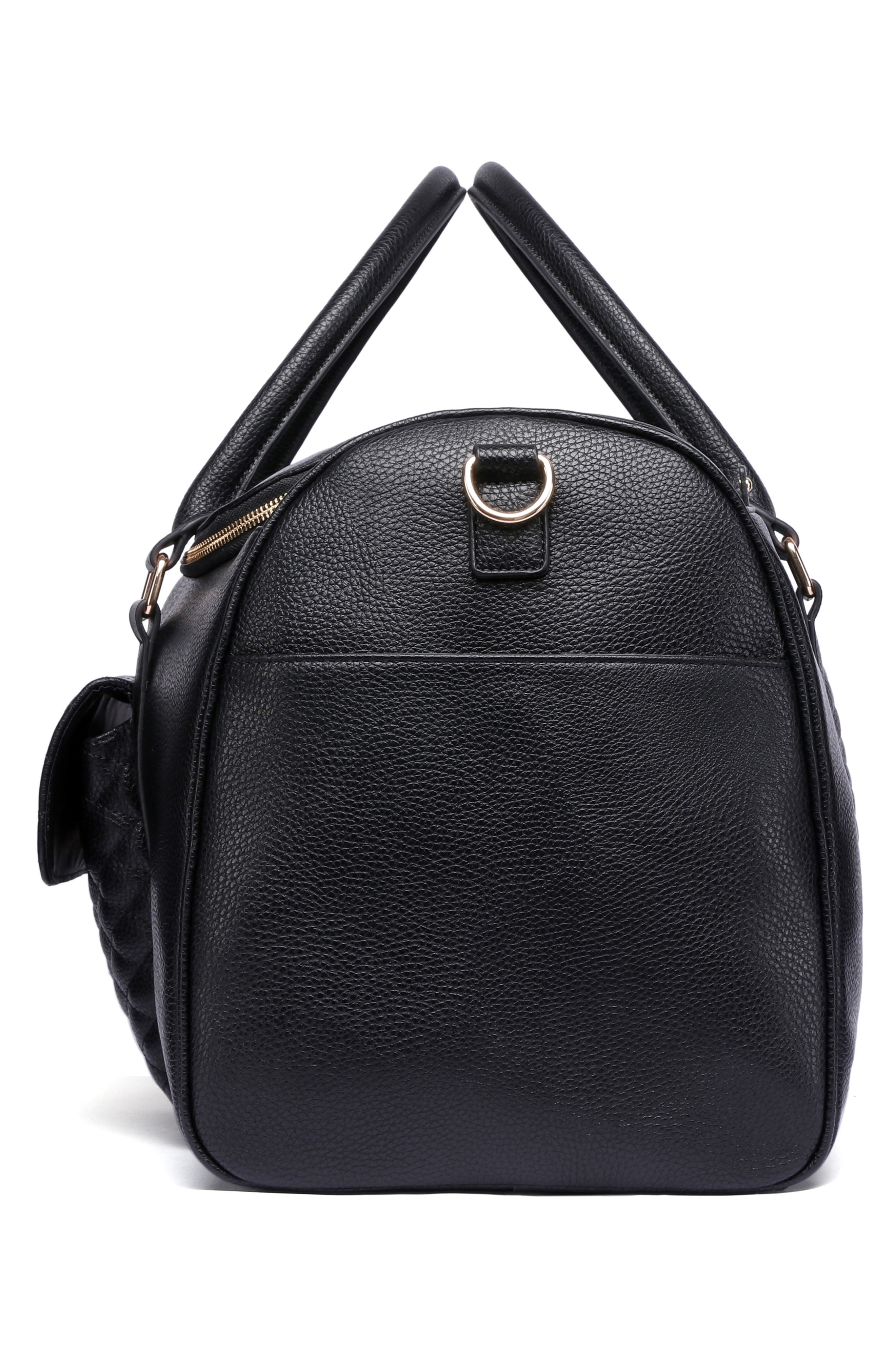 Luli Bebé Monaco Faux Leather Travel Bag, Alternate, color, Ebony Black