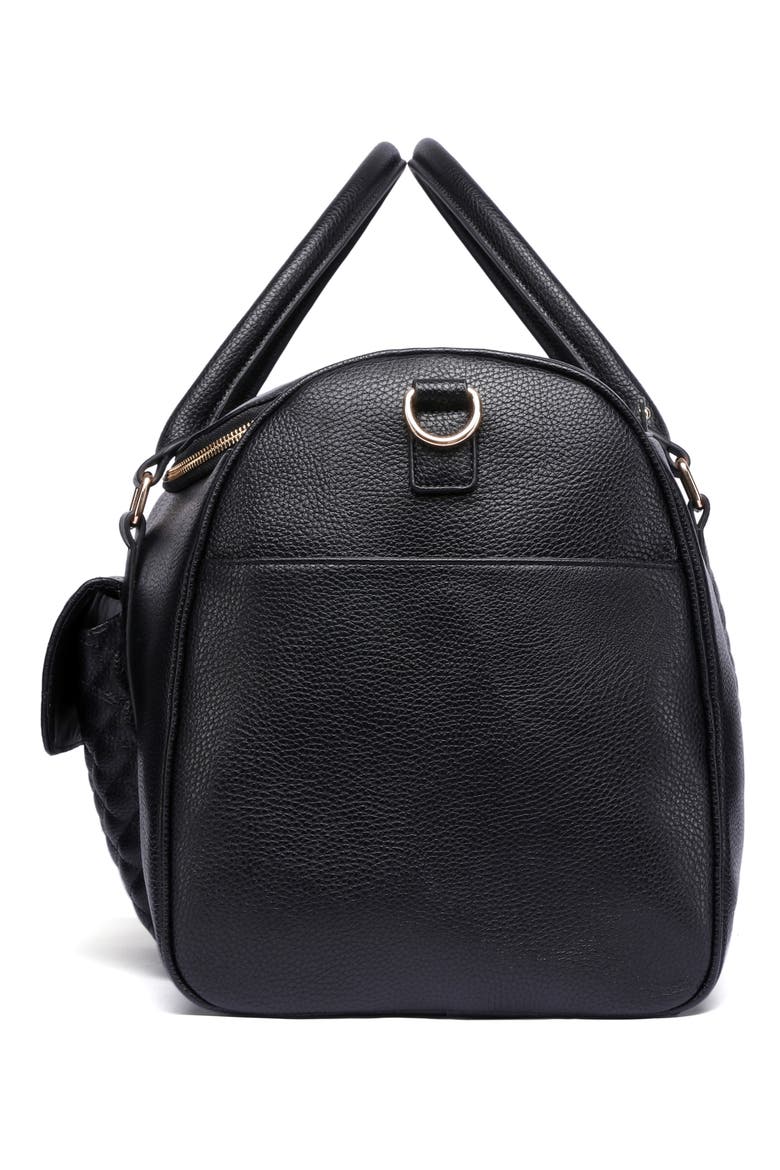Monaco Faux Leather Travel Bag, Alternate, color, EBONY BLACK
