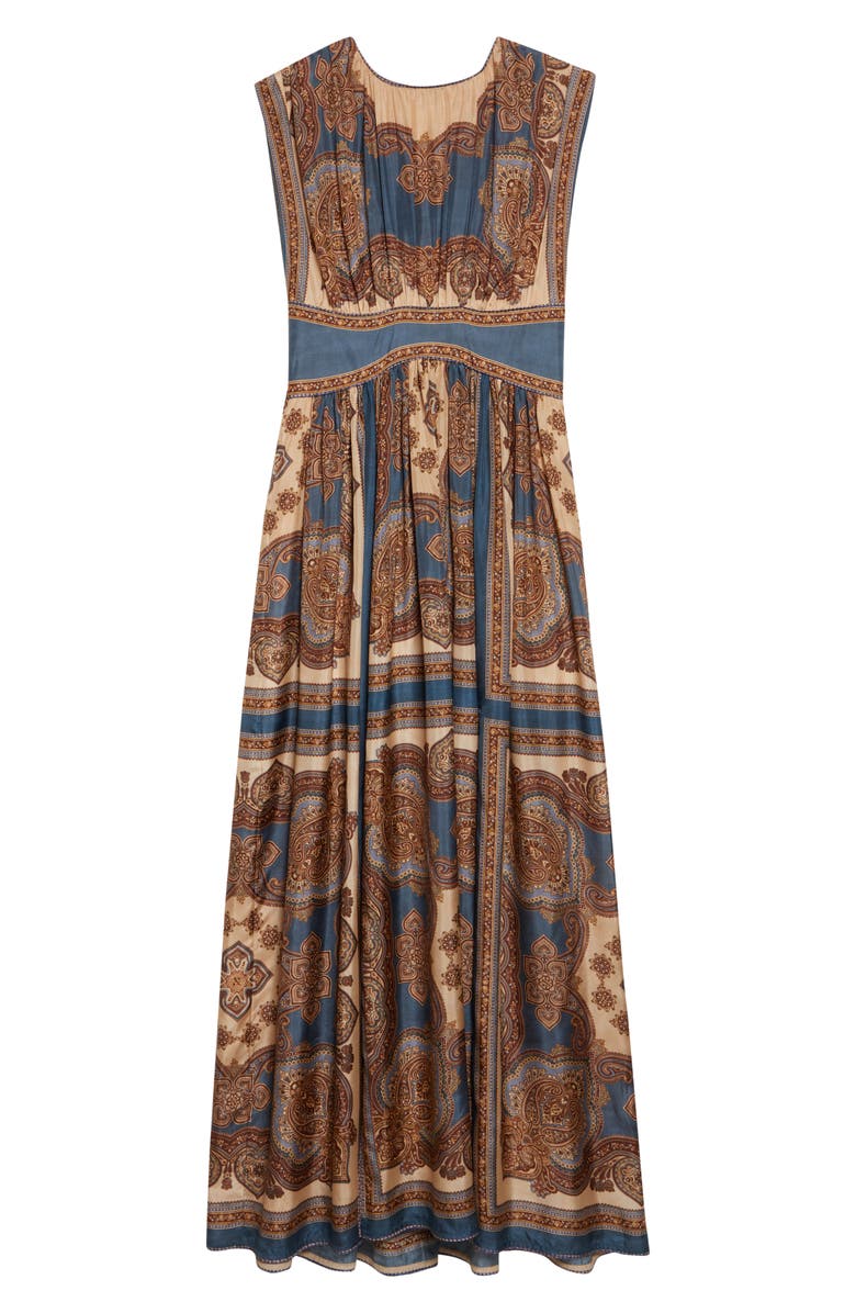 Zimmermann Mahon Print Empire Waist Silk Maxi Dress, Alternate, color, Dark Blue Paisley