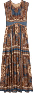 Zimmermann Mahon Print Empire Waist Silk Maxi Dress
