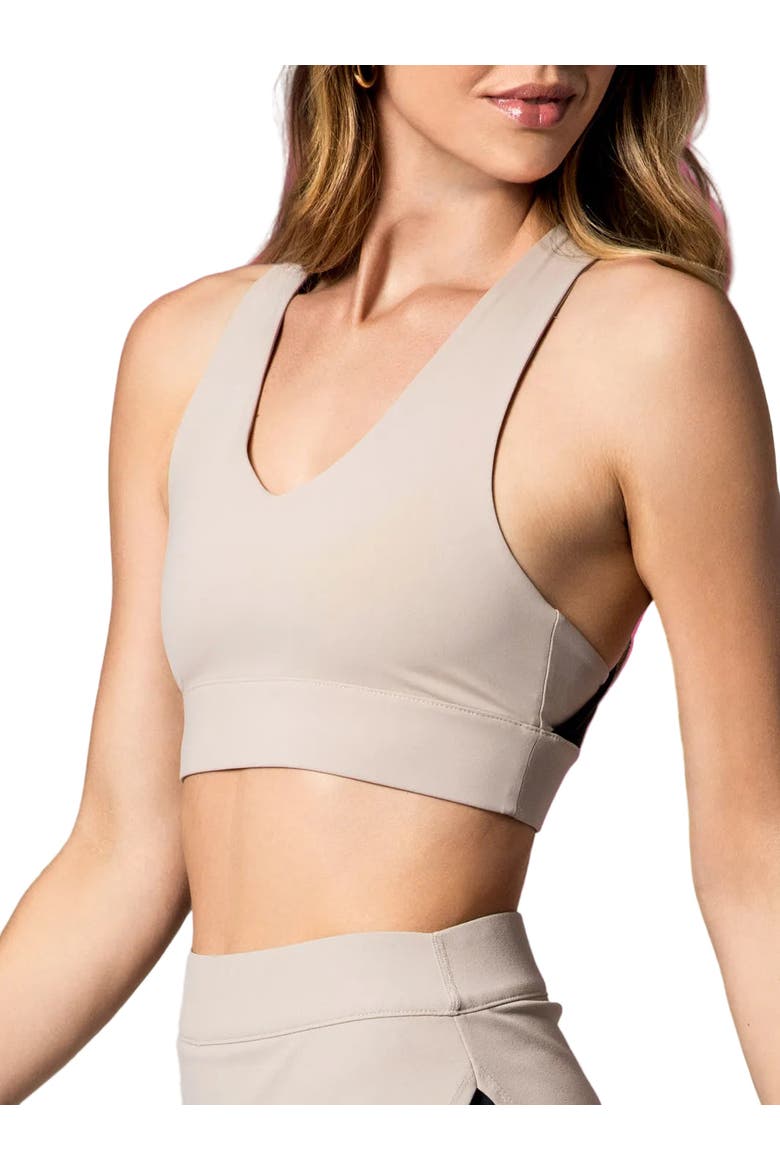 X-Over Back Sports Bra, Alternate, color, Soft Clay