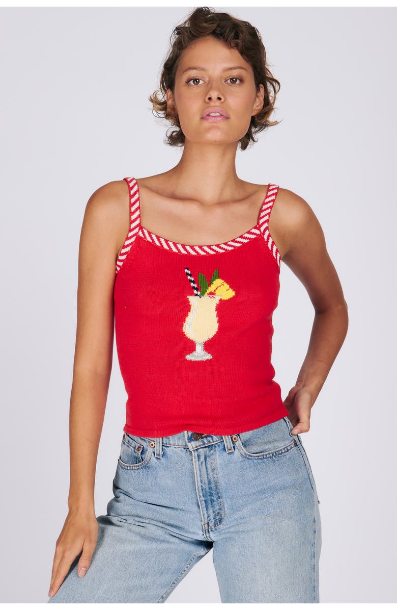 RACHEL ANTONOFF Pina Colada Tank, Alternate, color, Maraschino
