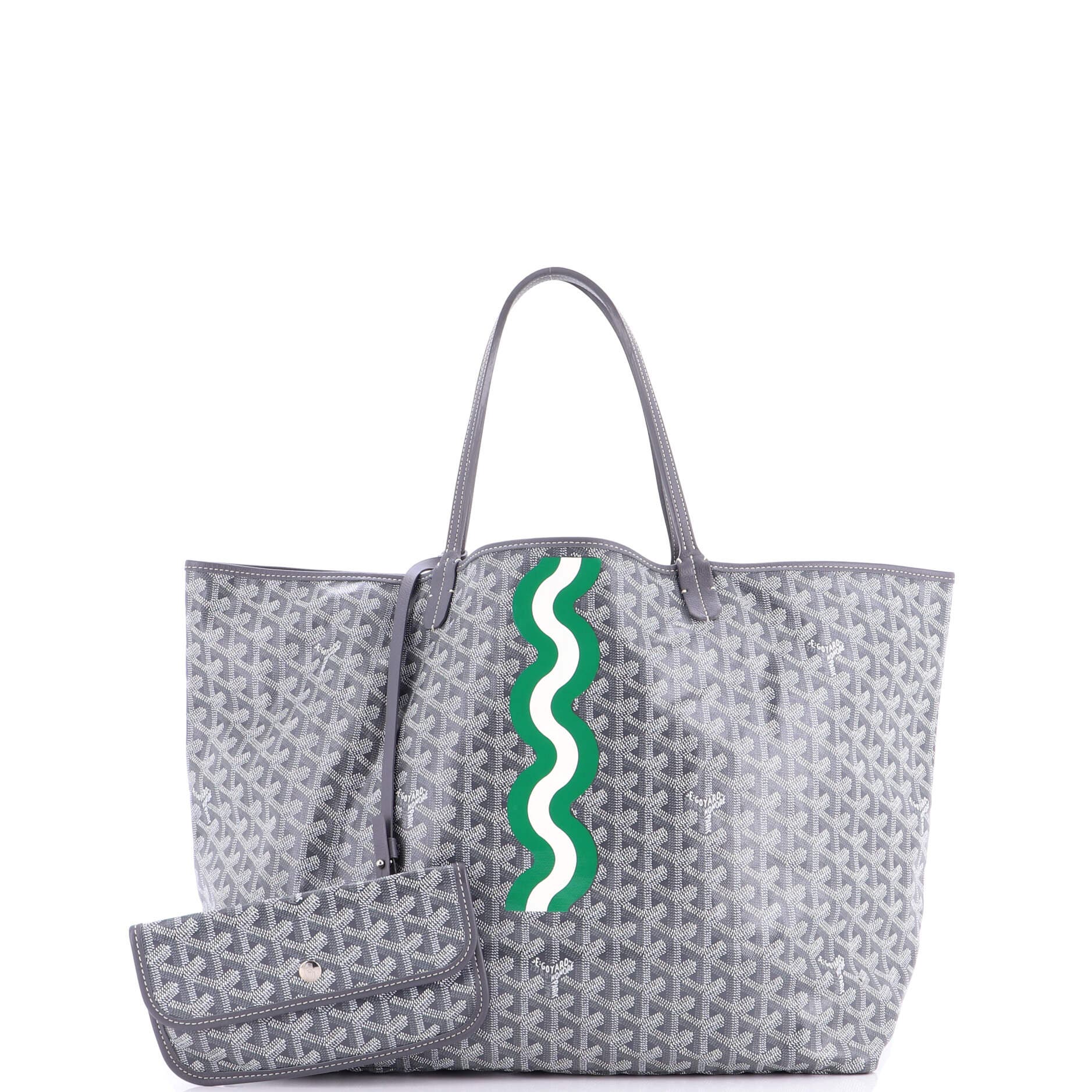 Pre-Owned Goyard Saint Louis Tote Printed Coated Canvas GM, Alternate, color, Gray