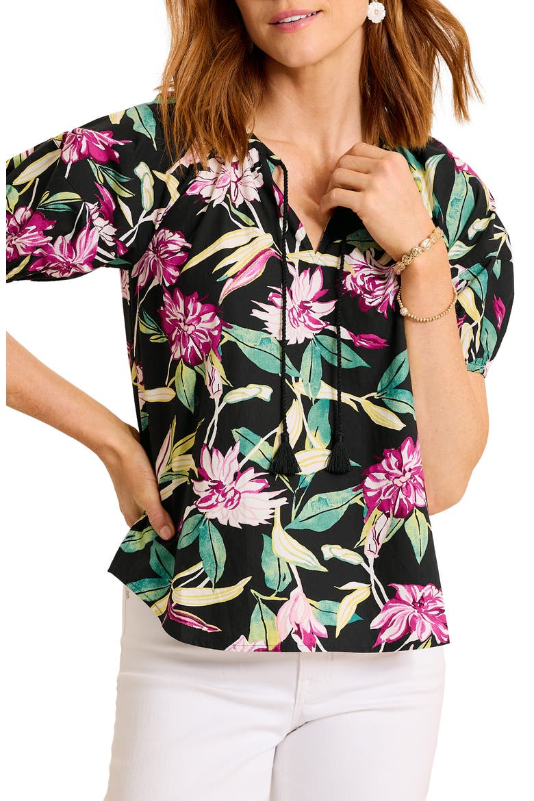 Twilight Bloom Cotton Top, Main, color, BLACK