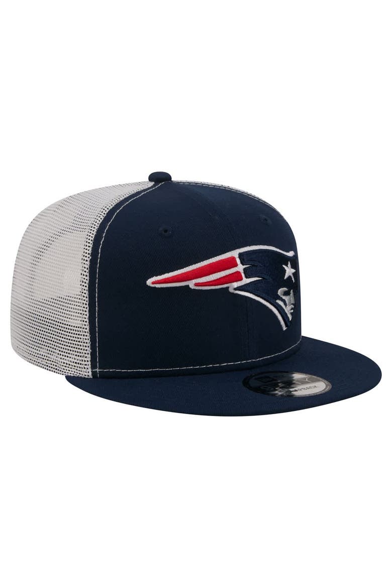 Men's New Era  Navy New England Patriots Core Team 9FIFTY Trucker Snapback Hat, Alternate, color, Navy