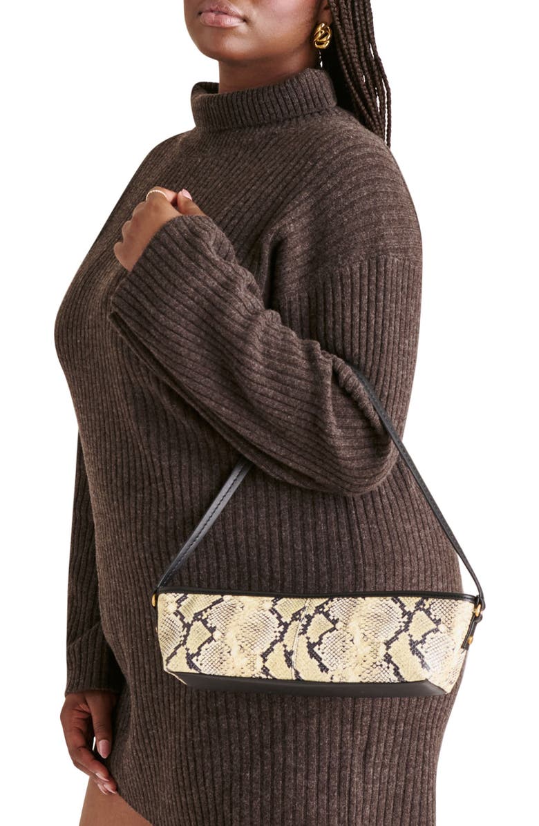 Dolce Vita Savii Snakeskin Embossed Faux Leather Shoulder Bag, Alternate, color, Black/ White