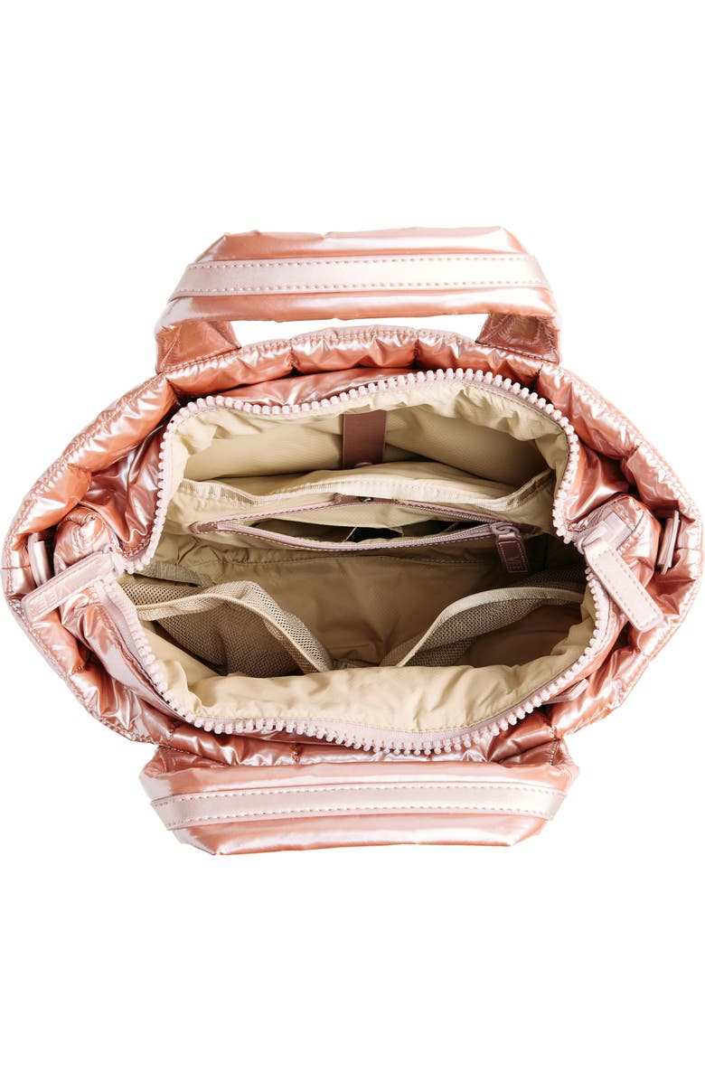 VeeCollective Small Porter Water Repellent Quilted Recycled Nylon Tote, Alternate, color, Gin Fizz Metallic