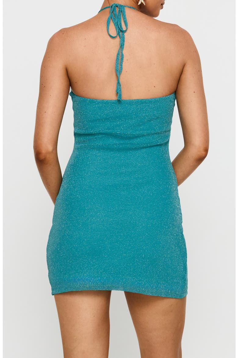 Armonia Metallic Halter Minidress, Alternate, color, BLUE