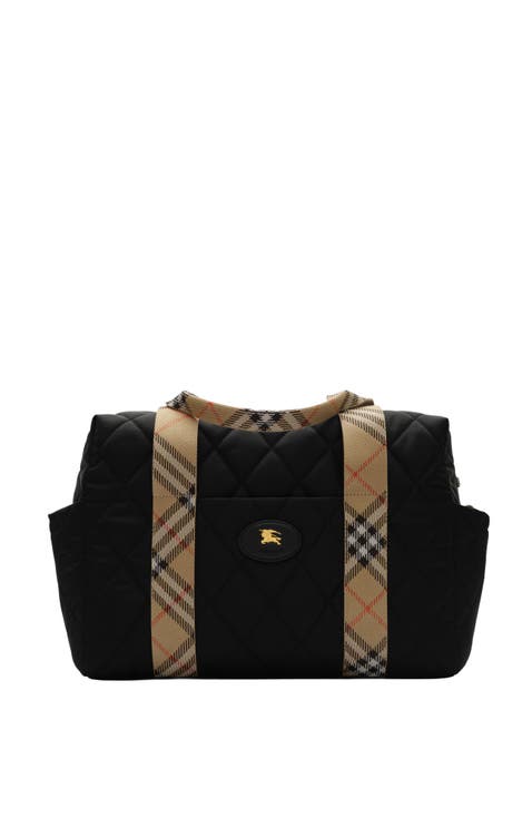 Check Trim Quilted Nylon Baby Changing Bag