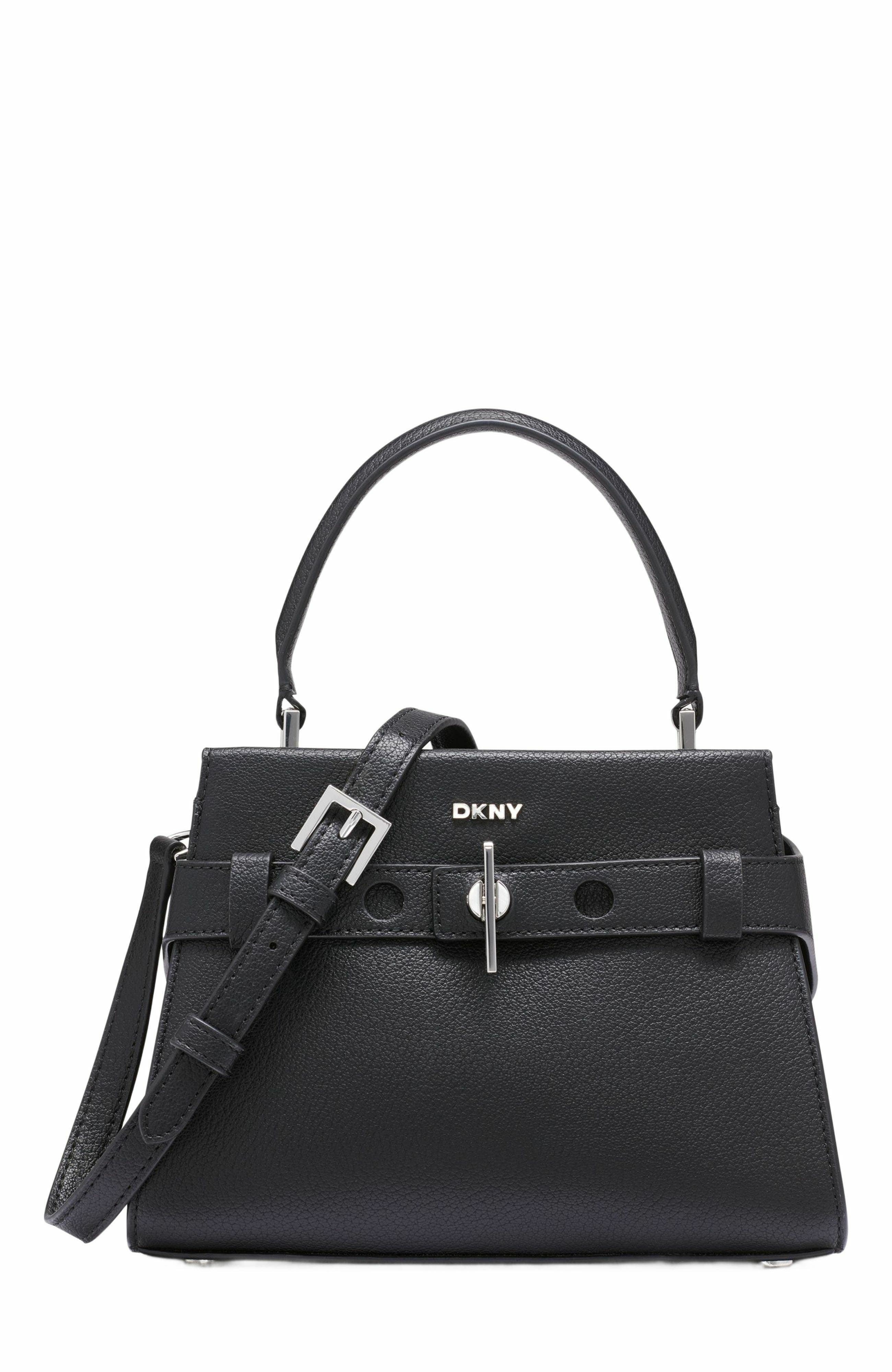 DKNY Bleeker Small Satchel, Main, color, Black/Silver
