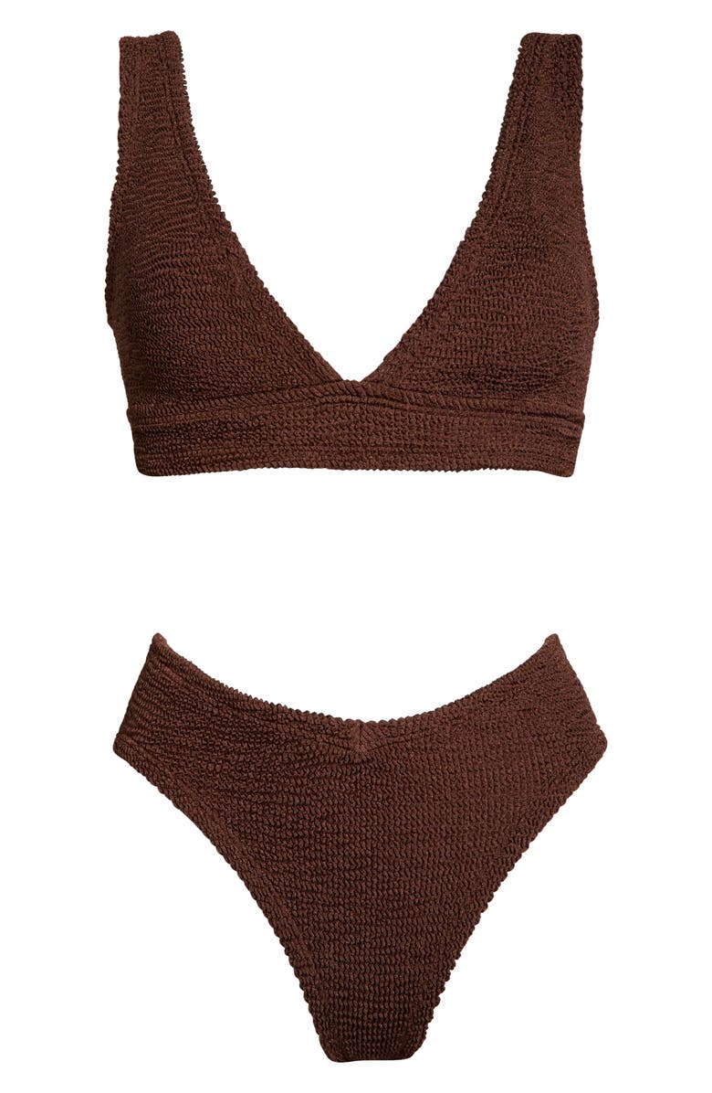 Hunza G Angel Crinkle Two-Piece Swimsuit, Alternate, color, Metallic Chocolate