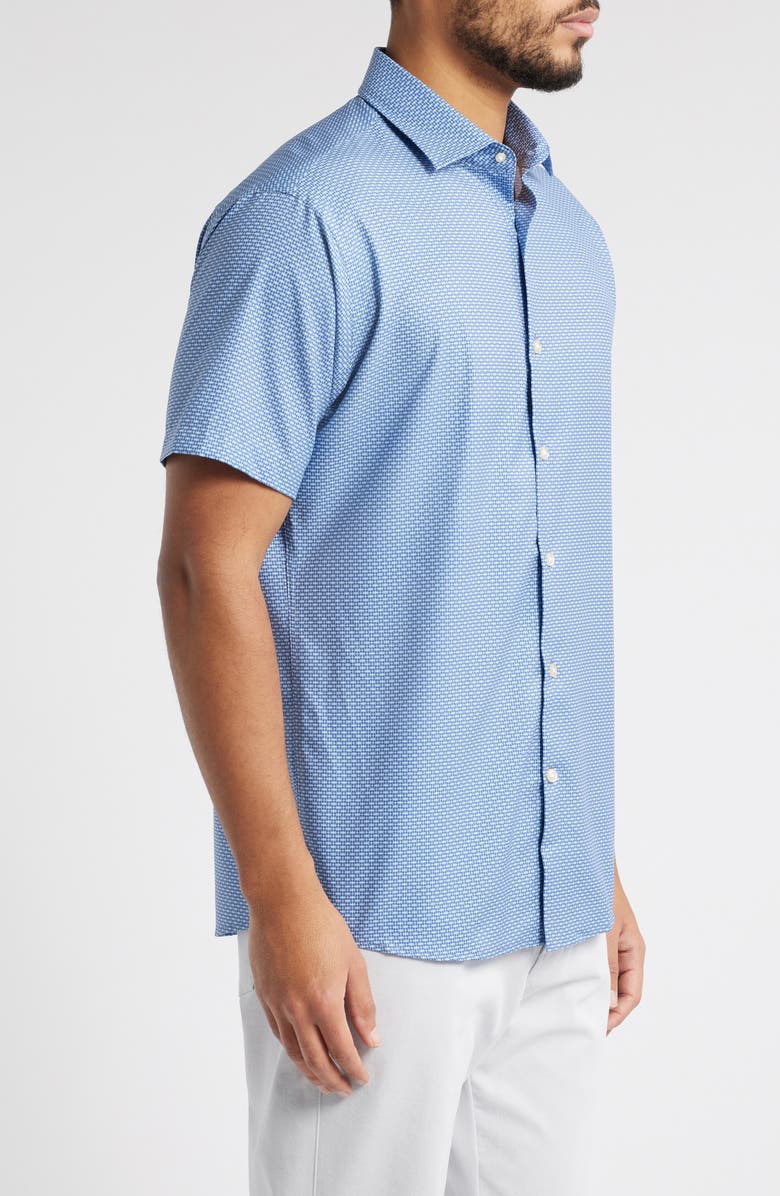 Peter Millar Graham Microprint Short Sleeve Performance Button-Up Shirt, Alternate, color, 