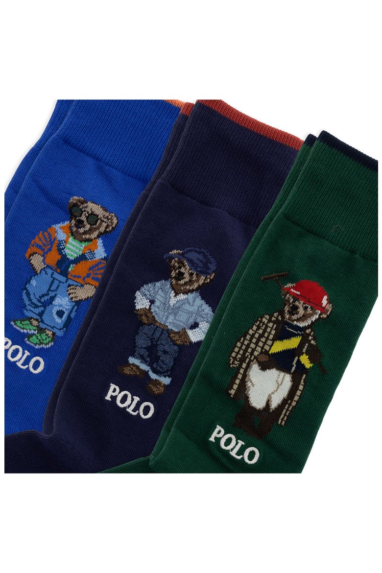 Assorted Bears 3-Pack Crew Socks Gift Box, Alternate, color, BLUE MULTI