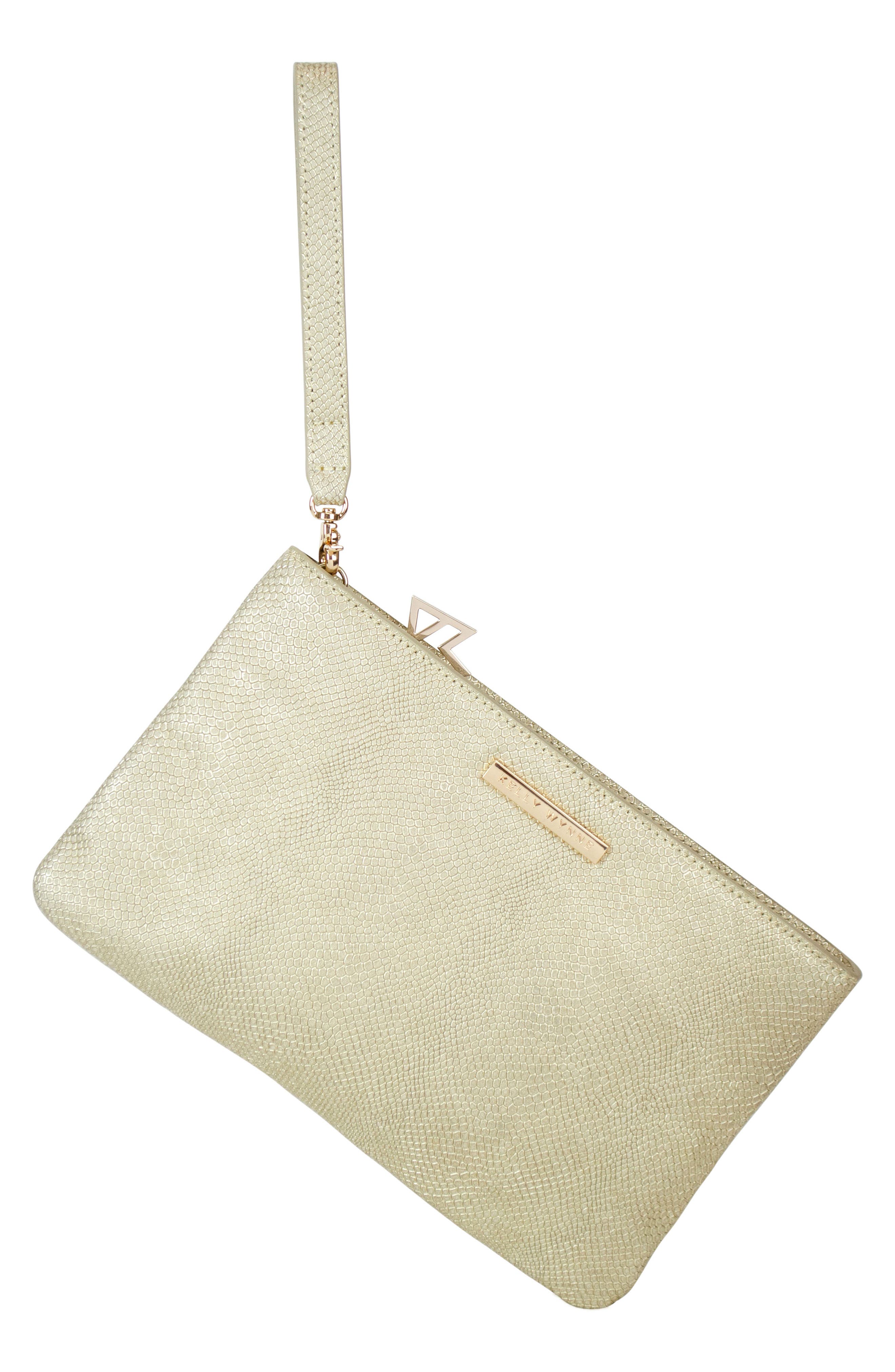 Risky Biz Convertible Leather Wristlet, Main, color, ANNIVERSARY GOLD