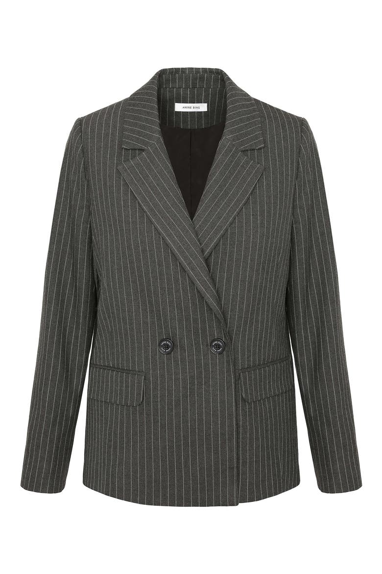 Becky Boxy Blazer, Alternate, color, CHARCOAL PINSTRIPE