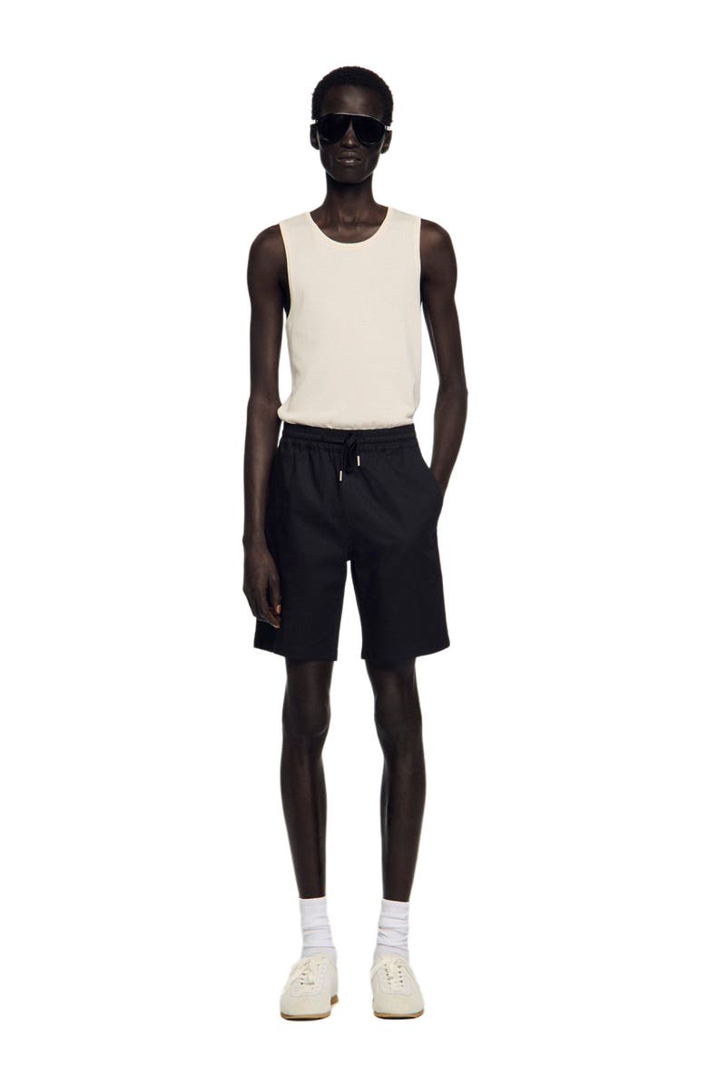 SANDRO Cotton shorts, Alternate, color, Black