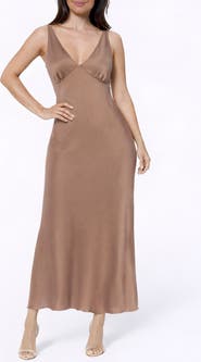 bebe Crepe V-Neck Maxi Dress