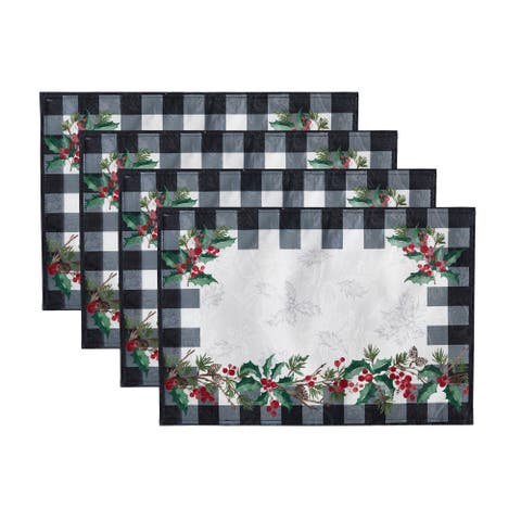Holly Farmhouse Charm Holiday Fabric Placemats Set Of 4