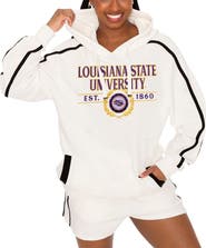 GAMEDAY COUTURE Women's Gameday Couture Cream LSU Tigers Down, Set, Go Pullover Hoodie and Shorts Set
