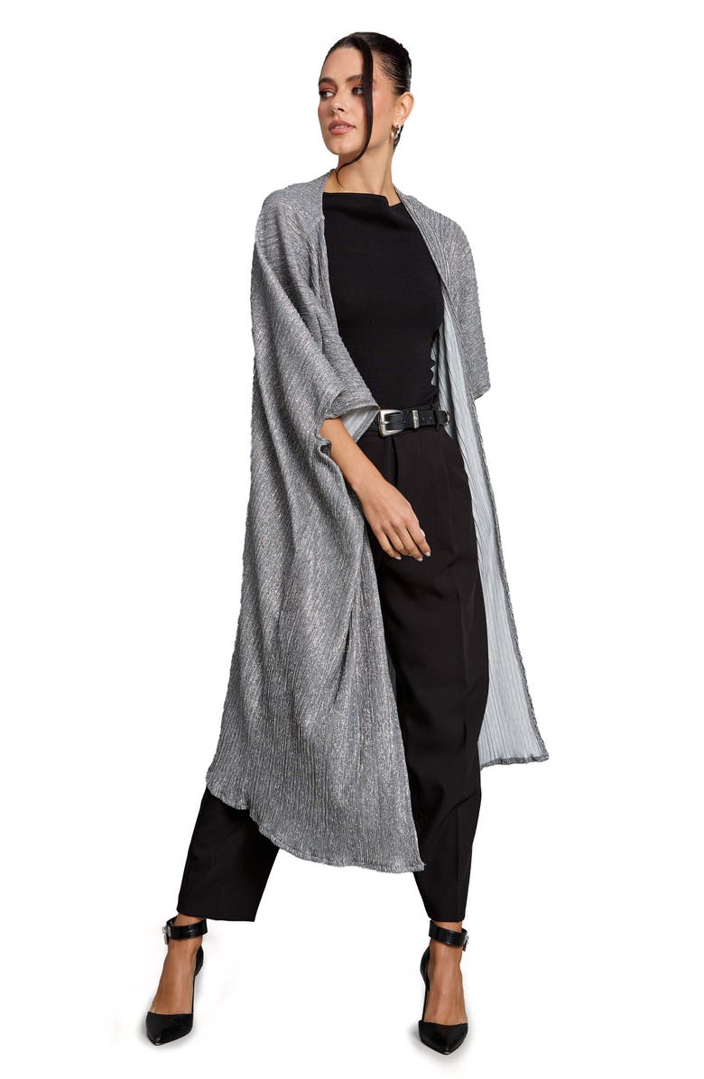 SAACHI Pleated Shimmer Duster, Alternate, color, Gunmetal
