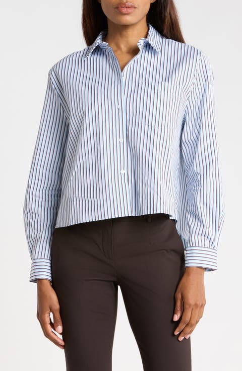 Striped Cotton Poplin Button-Up Shirt