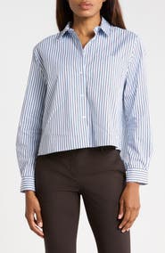 Nordstrom Striped Cotton Poplin Button-Up Shirt