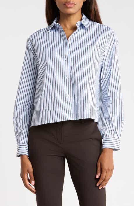 Striped Cotton Poplin Button-Up Shirt