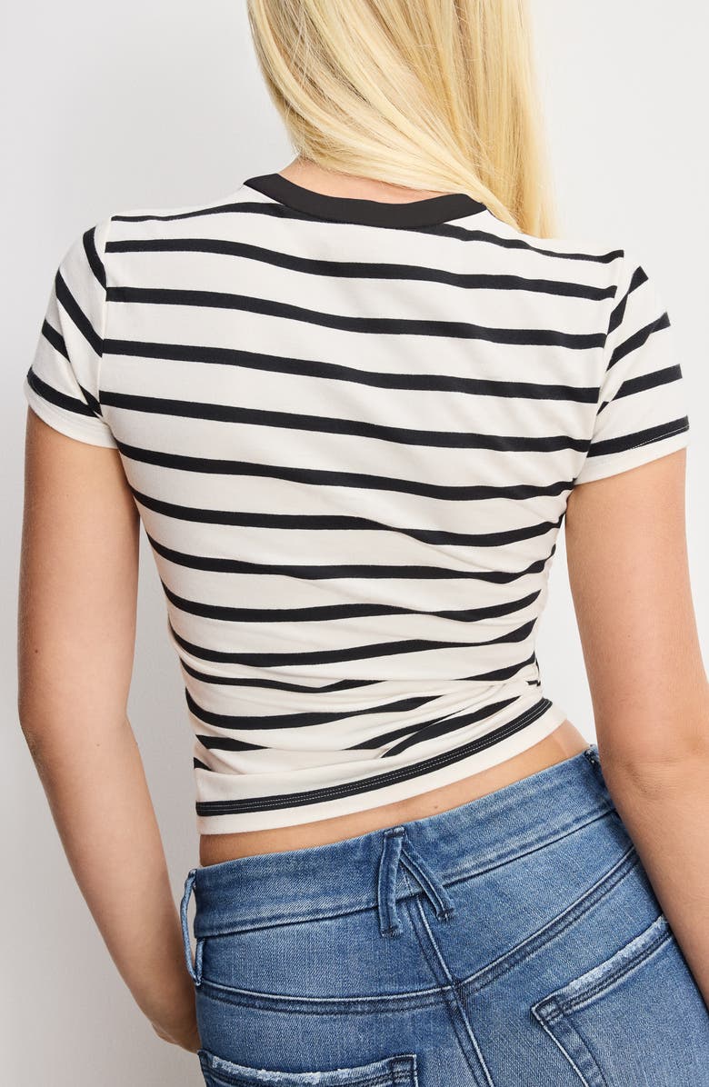 Good American Super Stretch Cotton Blend T-Shirt, Alternate, color, Black Ecru Wide Stripe