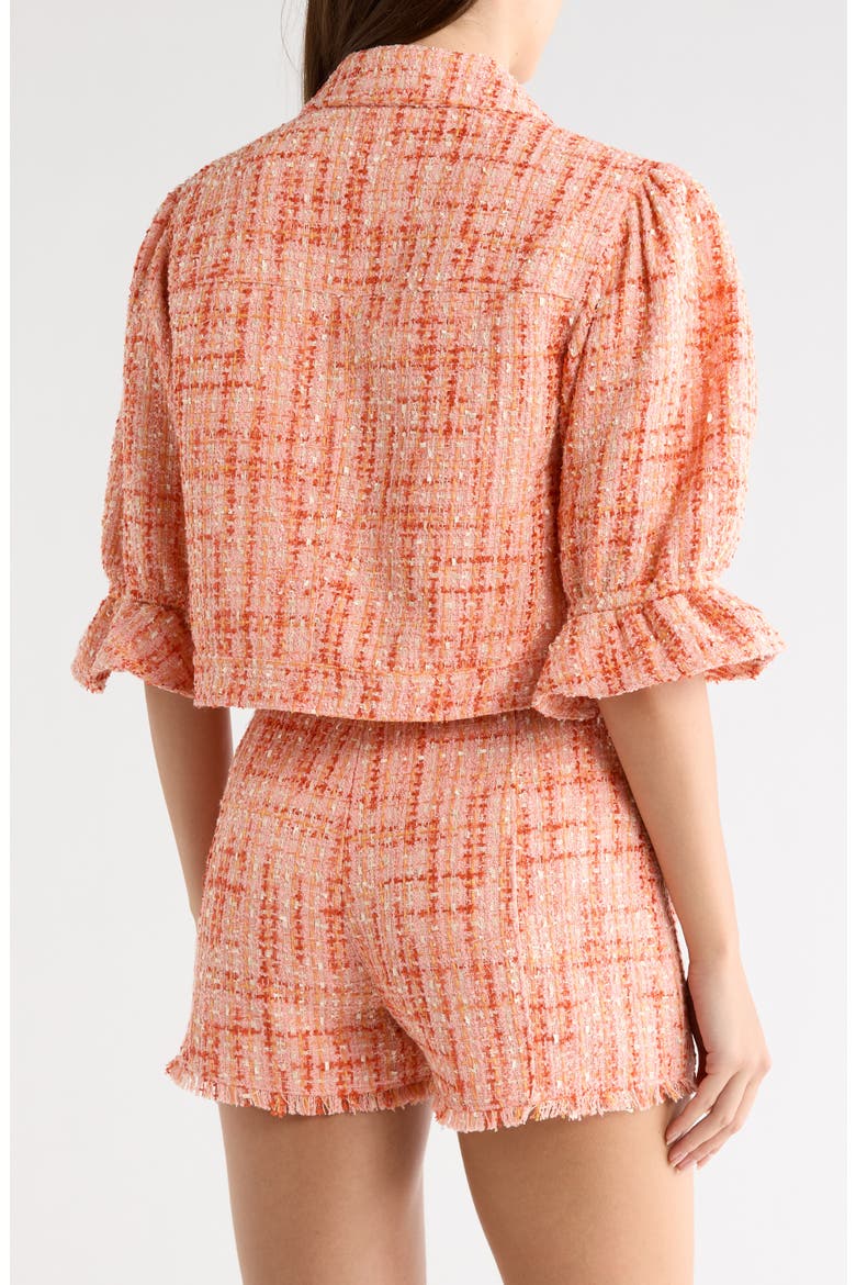 Lucie Julieta Puff Sleeve Bouclé Jacket, Alternate, color, PINK POPPY MULTI