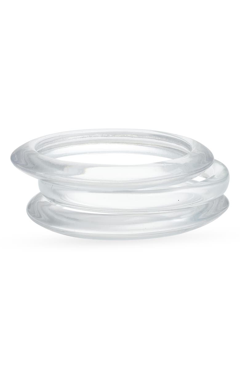 Open Edit Set of 3 Resin Bangles, Main, color, Clear