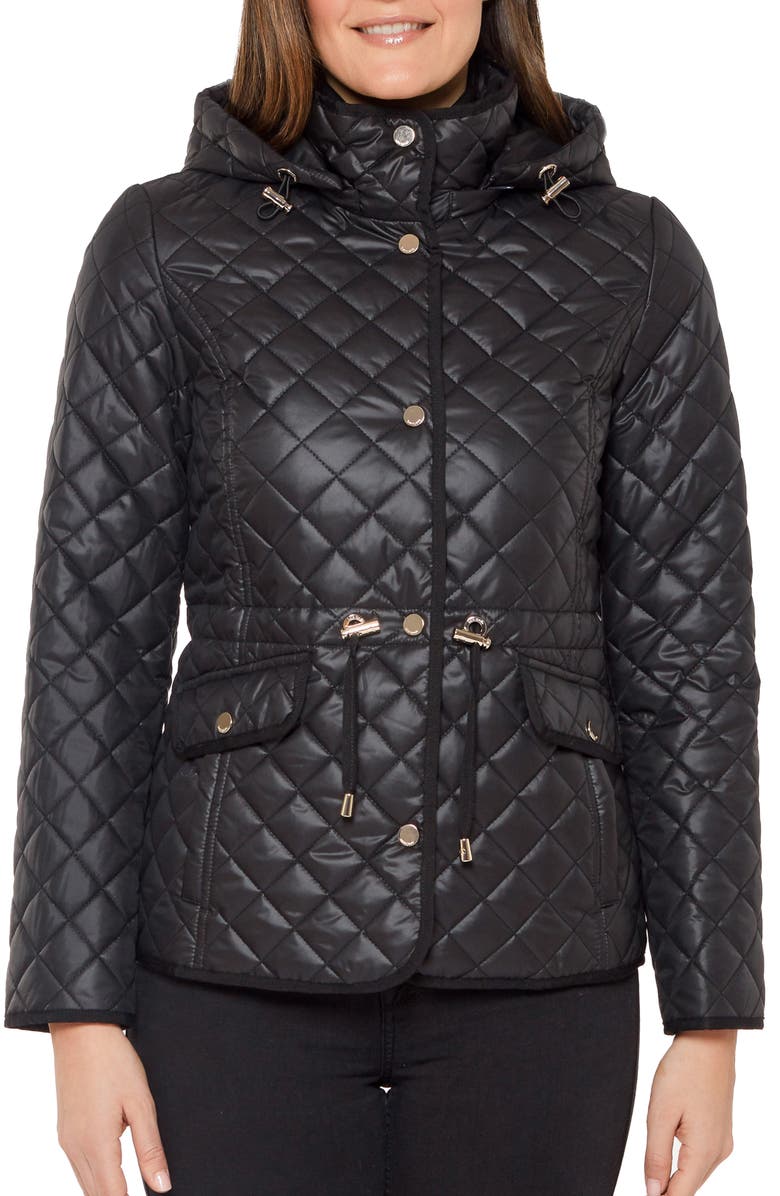 Kate Spade New York quilted hooded jacket, Main, color, 