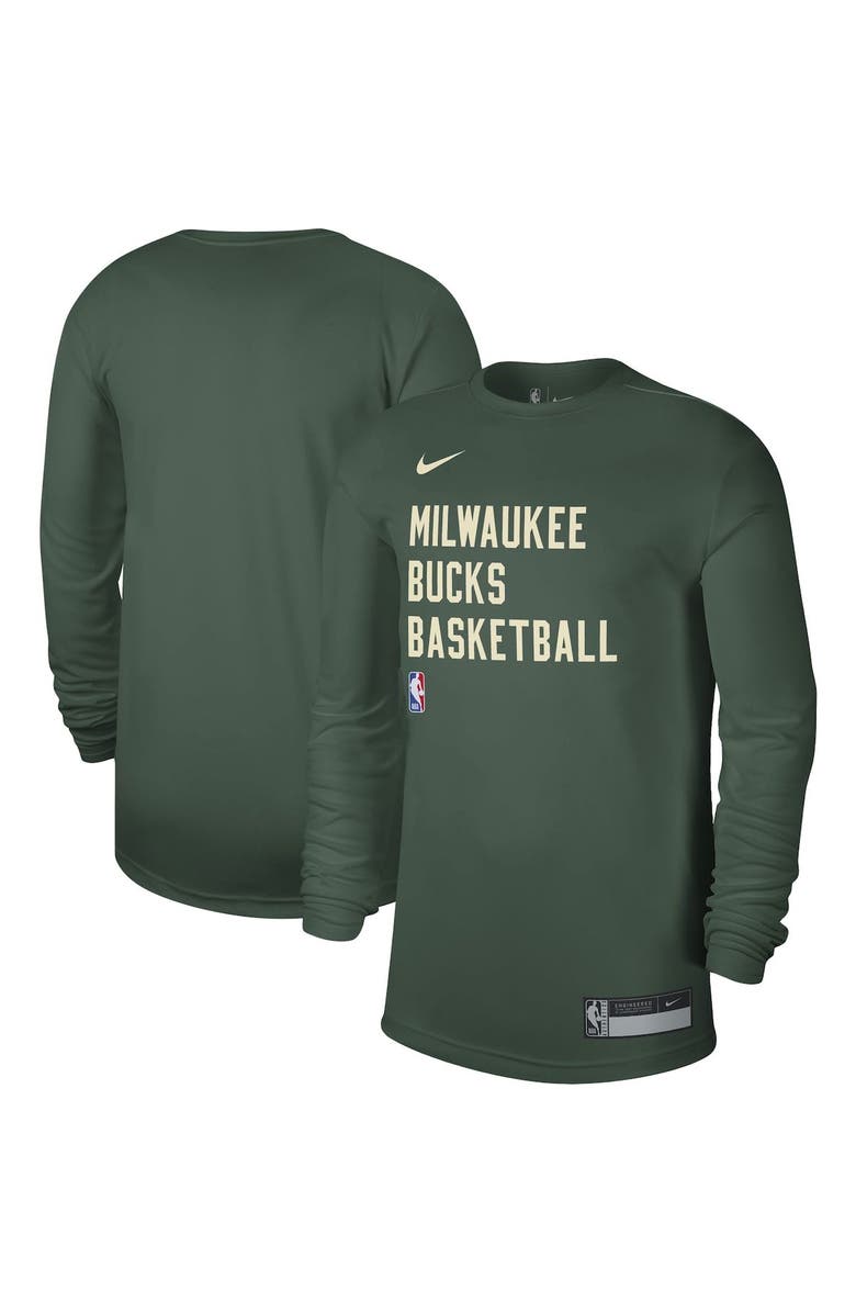 Nike Unisex Nike Hunter Green Milwaukee Bucks 2023/24 Legend On-Court Practice Long Sleeve T-Shirt, Main, color, Hunter Green