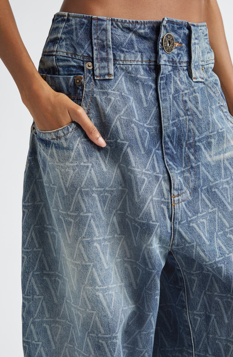 Vaquera Baby Oversize Monogram High Waist Cuffed Wide Leg Jeans, Alternate, color, 