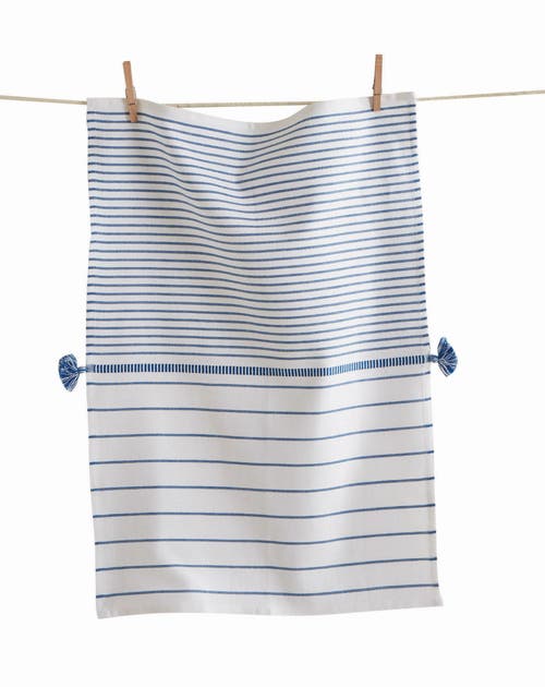 Tag Beach Stripe Dishtowel Blue Cotton 26" X 18" Cleaning Kitchen Towel Machine Washable In Multi