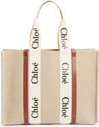 Chloé Large Woody Linen Tote