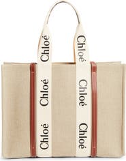 Chloé Large Woody Linen Tote