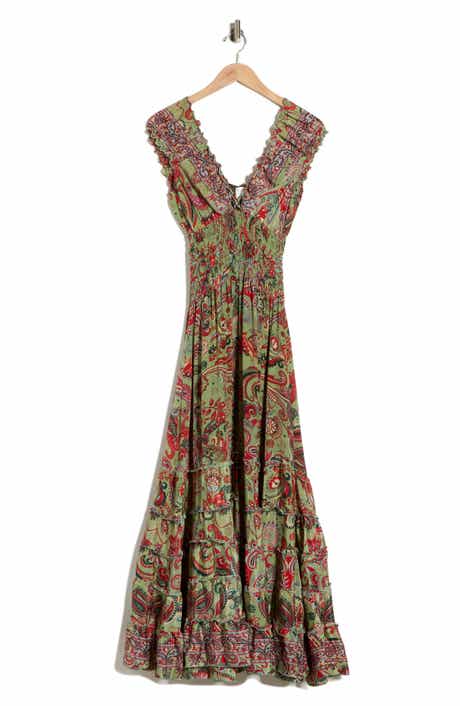 La Fiorentina Paisley Scrunched Maxi Dress