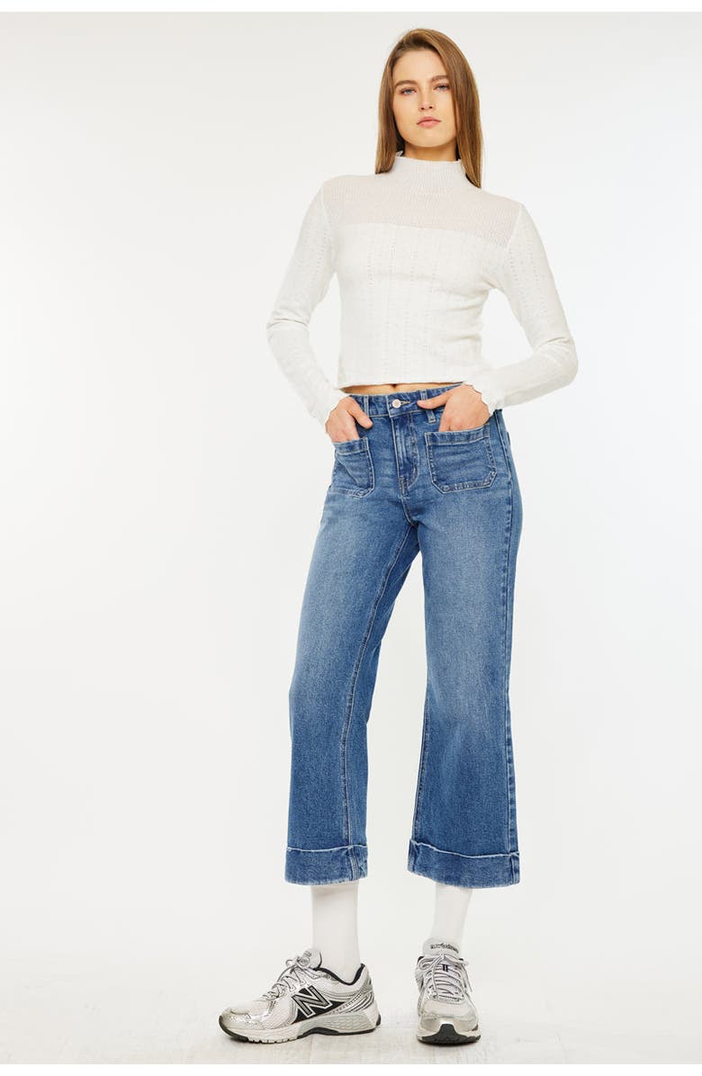KanCan Angelina High Rise Cropped Flare Jeans, Alternate, color, Medium Wash