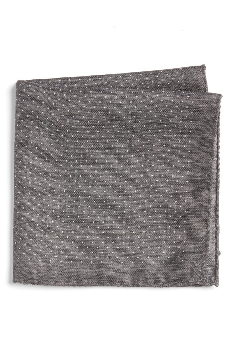 Keele Neat Dot Silk Pocket Square, Main, color, CHARCOAL