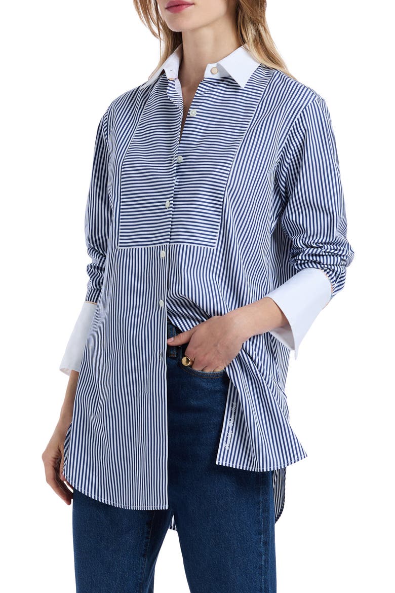 Maude Long Sleeve Shirt, Alternate, color, NAVY